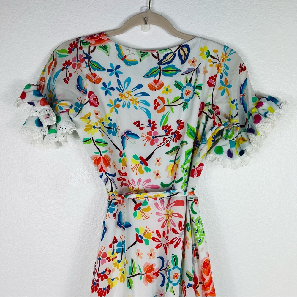 All Things Mochi Valeria Floral Silk Wrap Dress size XS - Picture 8 of 13